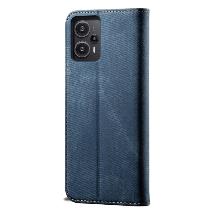 For Xiaomi Redmi Note 12 Turbo / Poco F5 Denim Texture Casual Style Flip Leather Phone Case(Blue) - Xiaomi Cases by buy2fix | Online Shopping UK | buy2fix