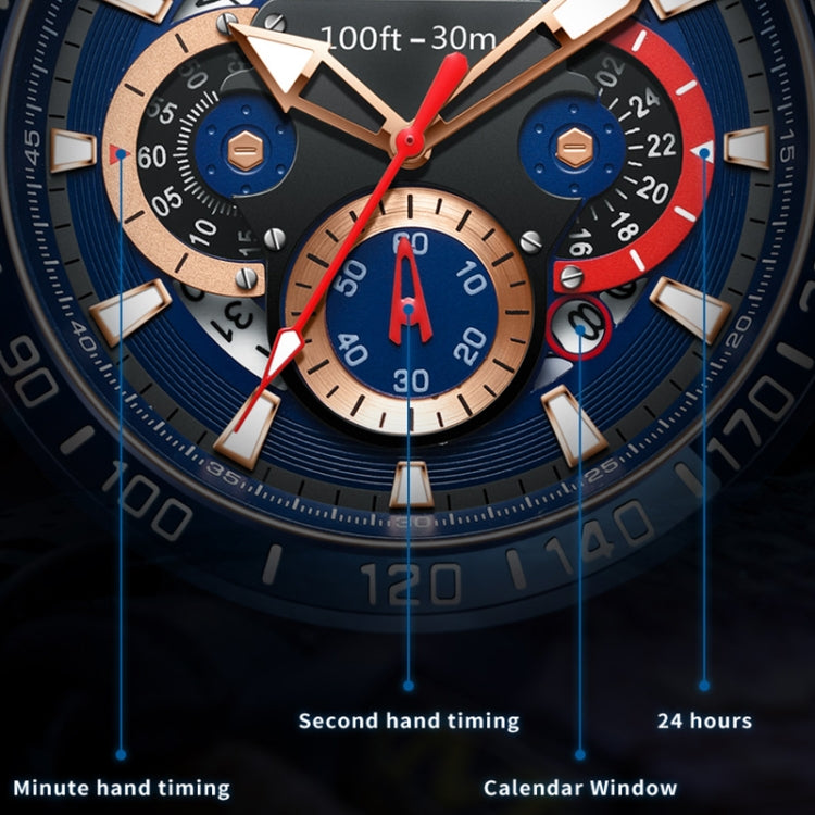 OLEVS 9936 Men Multifunctional Sports Waterproof Quartz Watch(Blue) - Silicone Strap Watches by OLEVS | Online Shopping UK | buy2fix