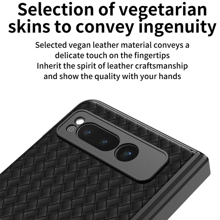 For Google Pixel Fold GKK Integrated Woven Folding Hinge Leather Phone Case with Holder(Black) - Google Cases by GKK | Online Shopping UK | buy2fix