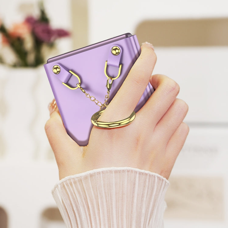 For vivo X Flip GKK Integrated Necklace Hinged Flip Phone Case with Ring Holder(Purple) - vivo Cases by GKK | Online Shopping UK | buy2fix