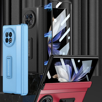 For vivo X Fold2 GKK Integrated Fold Hinge Leather Phone Case with Holder(Black) - vivo Cases by GKK | Online Shopping UK | buy2fix