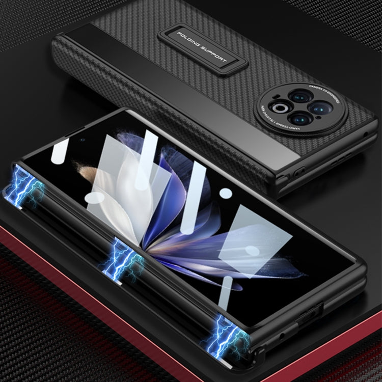 For vivo X Fold2 GKK Integrated Fold Hinge Leather Phone Case with Holder(Black) - vivo Cases by GKK | Online Shopping UK | buy2fix