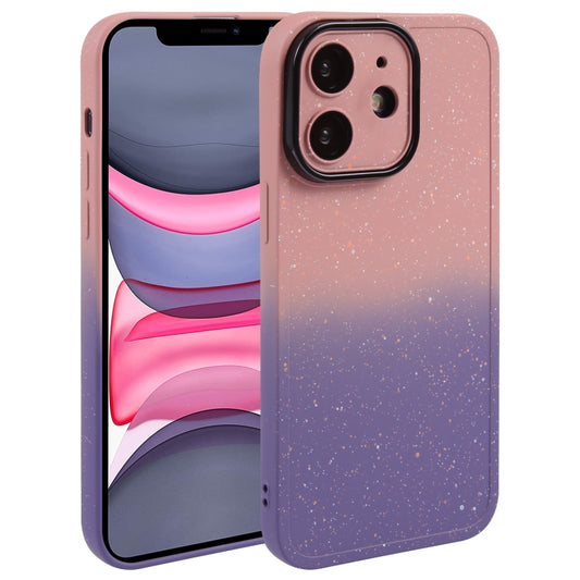 For iPhone 11 Gradient Starry Silicone Phone Case with Lens Film(Pink Purple) - iPhone 11 Cases by buy2fix | Online Shopping UK | buy2fix