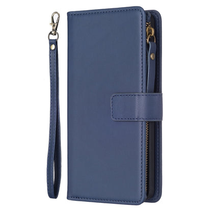 For Xiaomi Redmi K60 / K60 Pro 9 Card Slots Zipper Wallet Leather Flip Phone Case(Blue) - Redmi K60 Cases by buy2fix | Online Shopping UK | buy2fix