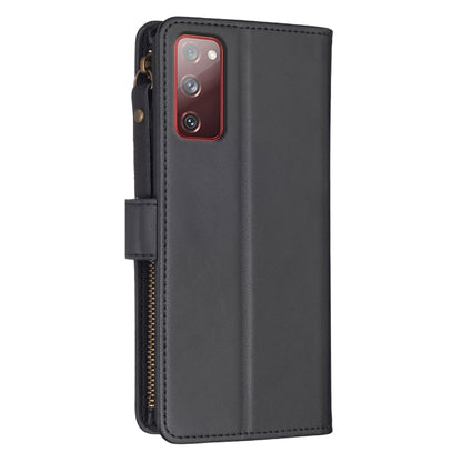 For Samsung Galaxy S20 FE 9 Card Slots Zipper Wallet Leather Flip Phone Case(Black) - Galaxy S20 FE Cases by buy2fix | Online Shopping UK | buy2fix