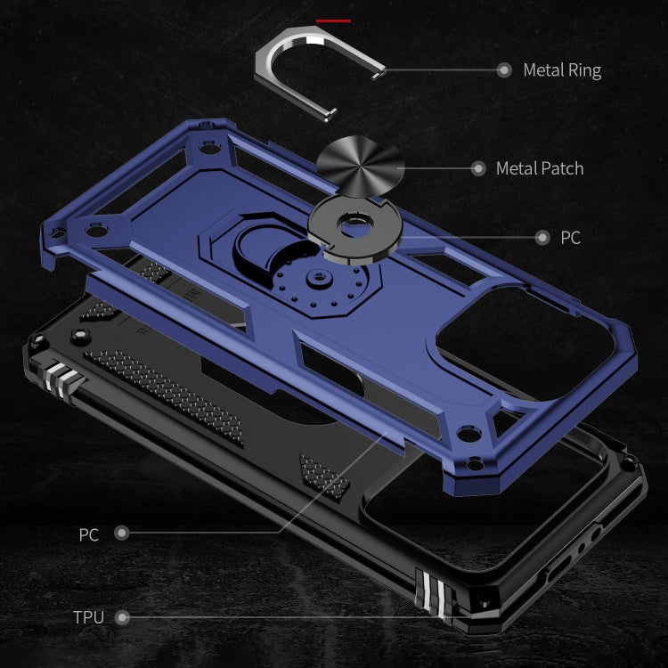 For iPhone 15 Shockproof TPU + PC Phone Case with Holder(Blue) - iPhone 15 Cases by buy2fix | Online Shopping UK | buy2fix