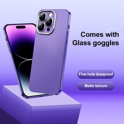 For iPhone 14 Pro Frosted Metal Material Phone Case with Lens Protection(Grey) - iPhone 14 Pro Cases by buy2fix | Online Shopping UK | buy2fix