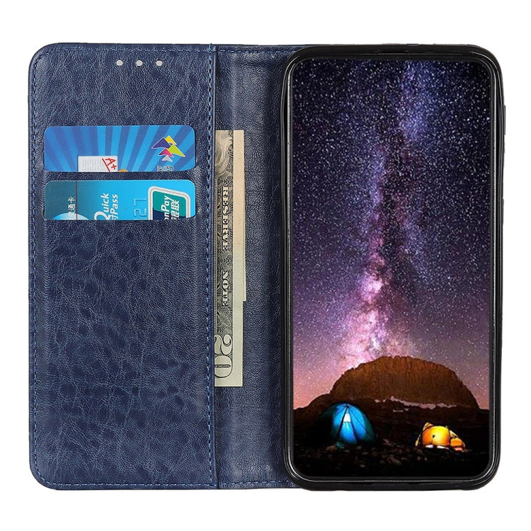 For iPhone 15 Pro Max Magnetic Crazy Horse Texture Horizontal Flip Leather Phone Case(Blue) - iPhone 15 Pro Max Cases by buy2fix | Online Shopping UK | buy2fix