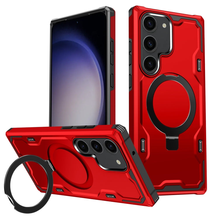 For Samsung Galaxy S23+ 5G Patronus MagSafe Magnetic Holder Phone Case(Red) - Galaxy S23+ 5G Cases by buy2fix | Online Shopping UK | buy2fix