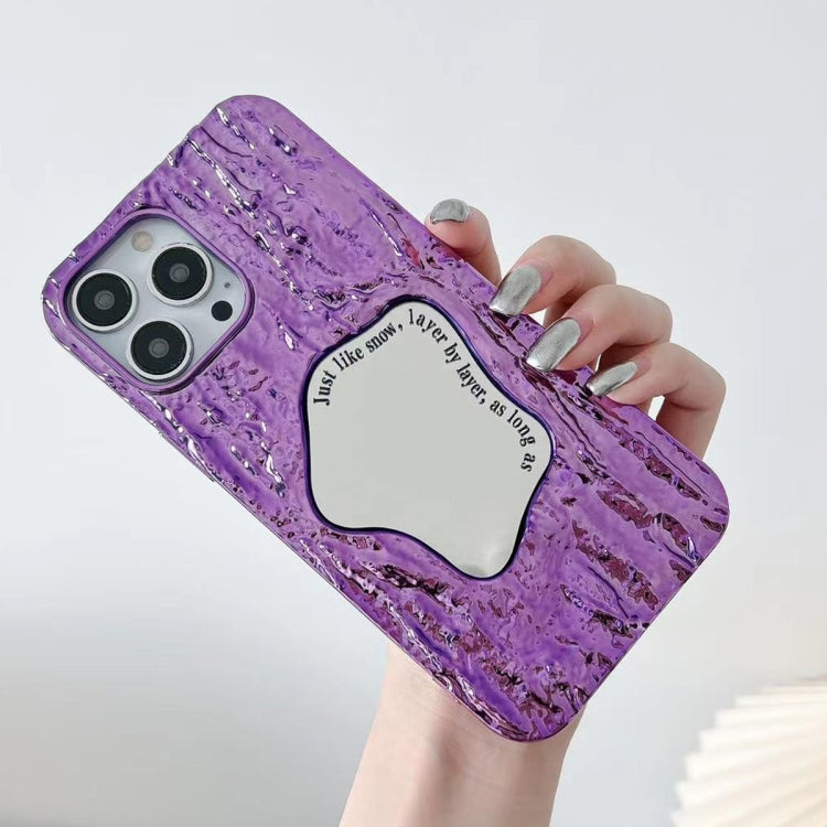 For iPhone 13 Embossed Rock Texture Mirror TPU Phone Case(Deep Purple) - iPhone 13 Cases by buy2fix | Online Shopping UK | buy2fix