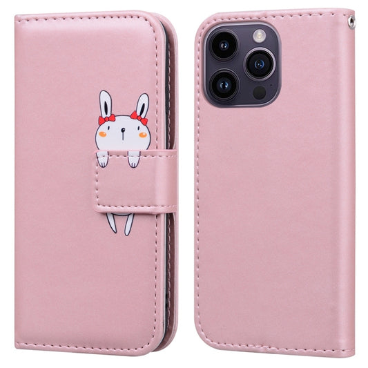 For iPhone 15 Pro Max Cartoon Buckle Horizontal Flip Leather Phone Case(Pink) - iPhone 15 Pro Max Cases by buy2fix | Online Shopping UK | buy2fix