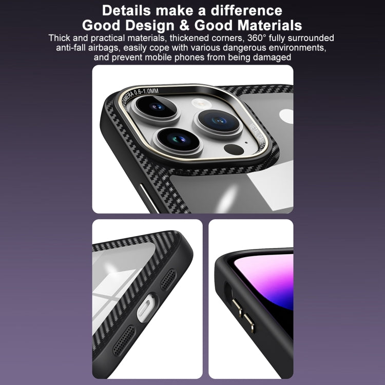 For iPhone 11 Pro Max Carbon Fiber Transparent Back Panel Phone Case(Blue) - iPhone 11 Pro Max Cases by buy2fix | Online Shopping UK | buy2fix
