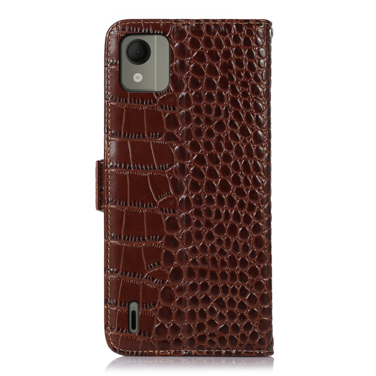 For Nokia C110 Crocodile Top Layer Cowhide Leather Phone Case(Brown) - Nokia Cases by buy2fix | Online Shopping UK | buy2fix