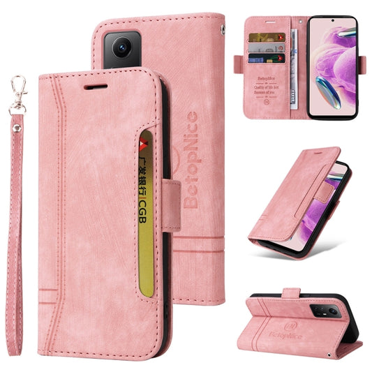 For Xiaomi Redmi Note 12S 4G Global BETOPNICE Dual-side Buckle Leather Phone Case(Pink) - Xiaomi Cases by BETOPNICE | Online Shopping UK | buy2fix