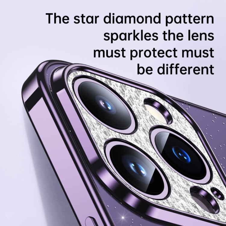 For iPhone 12 SULADA Electroplated Transparent Glittery TPU Phone Case(Purple) - iPhone 12 / 12 Pro Cases by SULADA | Online Shopping UK | buy2fix