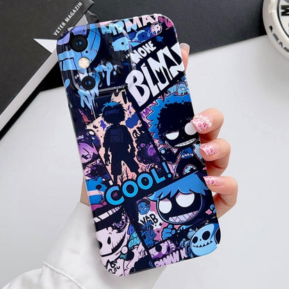 For iPhone XS Max Painted Pattern Precise Hole PC Phone Case(Purple Comics) - More iPhone Cases by buy2fix | Online Shopping UK | buy2fix