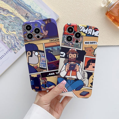 For iPhone 11 Painted Pattern Precise Hole PC Phone Case(Grey Robot) - iPhone 11 Cases by buy2fix | Online Shopping UK | buy2fix