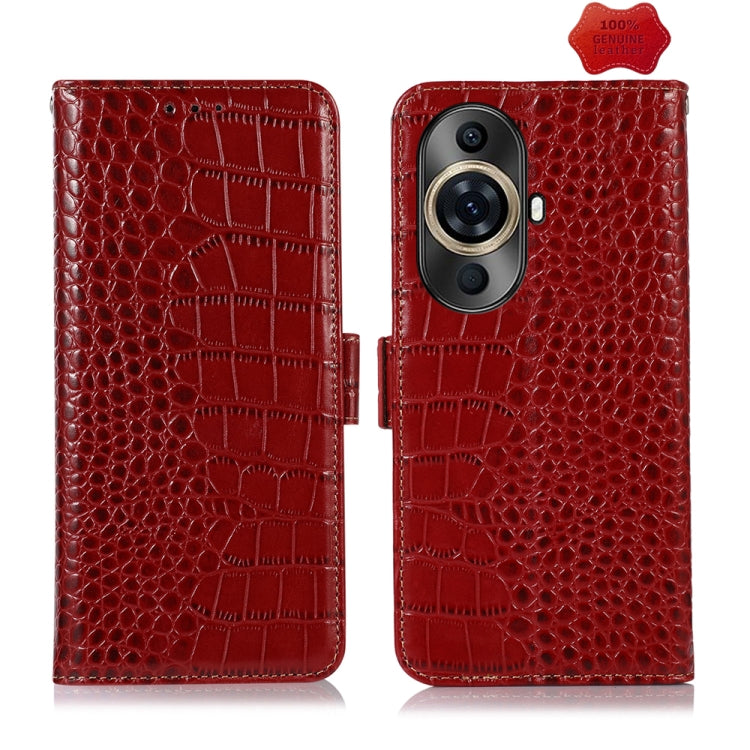 For Huawei Nova 11 Pro / 11 Ultra Crocodile Top Layer Cowhide Leather Phone Case(Red) - Huawei Cases by buy2fix | Online Shopping UK | buy2fix