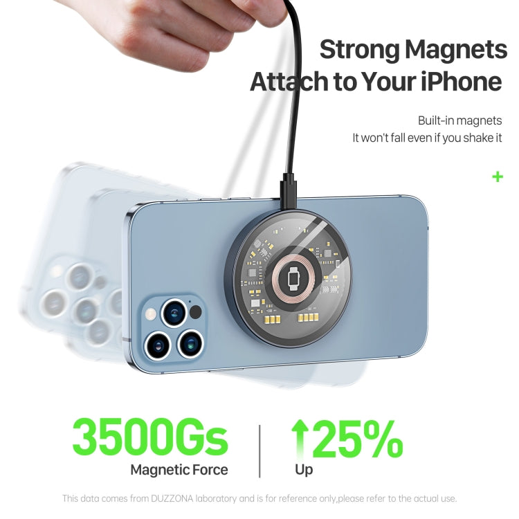 DUZZONA W13 15W Transparent MagSafe Magnetic Suction Wireless Charger - Wireless Charger by DUZZONA | Online Shopping UK | buy2fix