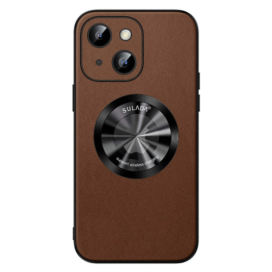 For iPhone 14 SULADA Microfiber Leather MagSafe Magnetic Phone Case(Brown) - iPhone 14 Cases by SULADA | Online Shopping UK | buy2fix