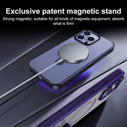 For iPhone 14 Multifunctional MagSafe Holder Phone Case(Purple) - iPhone 14 Cases by buy2fix | Online Shopping UK | buy2fix