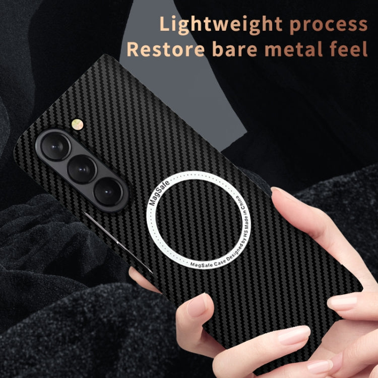 For Samsung Galaxy Z Fold5 Carbon Fiber Texture MagSafe Magnetic Phone Case(Black) - Galaxy Z Fold5 Cases by buy2fix | Online Shopping UK | buy2fix