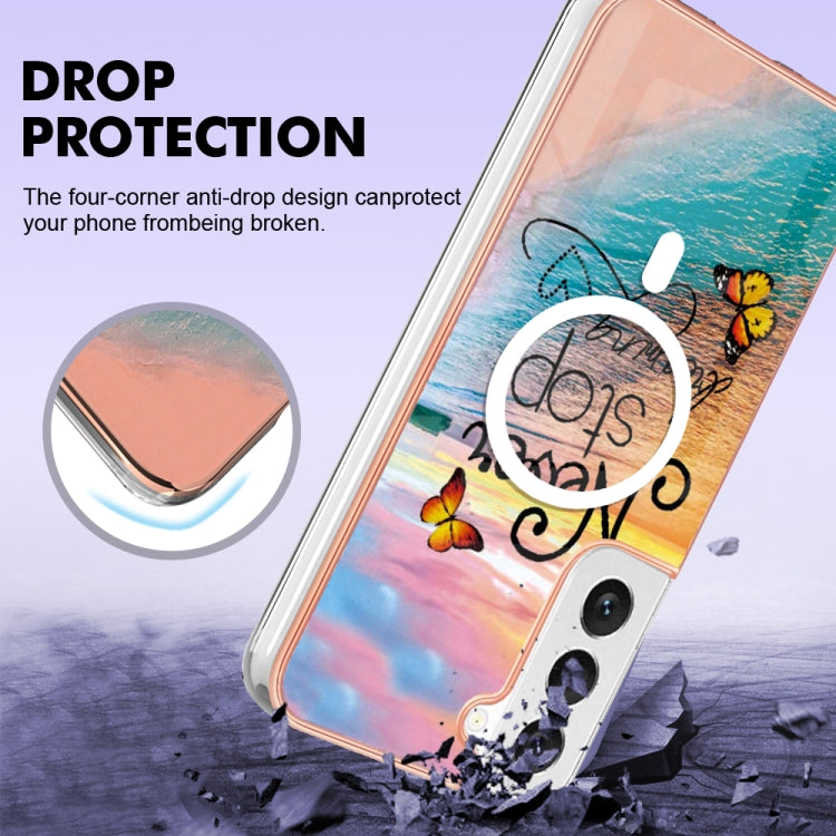 For Samsung Galaxy S22+ 5G Marble Pattern Dual-side IMD Magsafe TPU Phone Case(Dream Butterfly) - Galaxy S22+ 5G Cases by buy2fix | Online Shopping UK | buy2fix