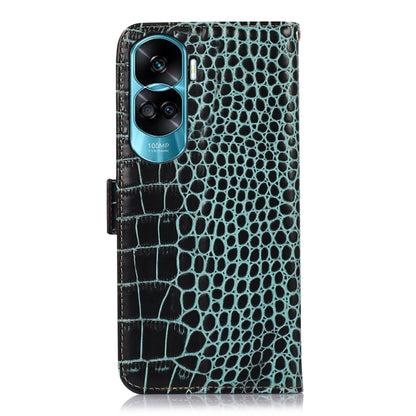 For Honor 90 Lite 5G / X50i Crocodile Top Layer Cowhide Leather Phone Case(Green) - Honor Cases by buy2fix | Online Shopping UK | buy2fix