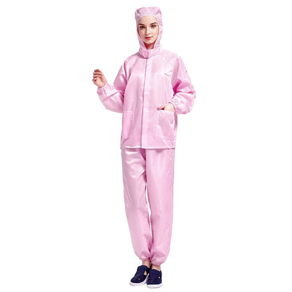 Striped Anti-static Split Hood Dust-proof Work Suit, Size:XL(Pink) - Protective Clothing by buy2fix | Online Shopping UK | buy2fix