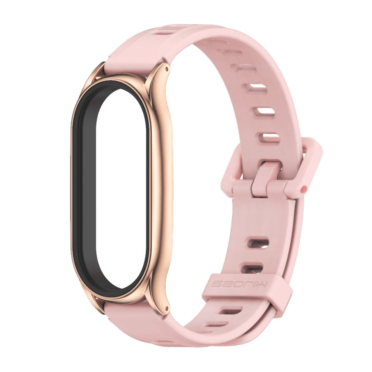 For Xiaomi Mi Band 8 Mijobs Plus Case Flat Hole Silicone Watch Band(Pink Rose Gold) - Watch Bands by MIJOBS | Online Shopping UK | buy2fix