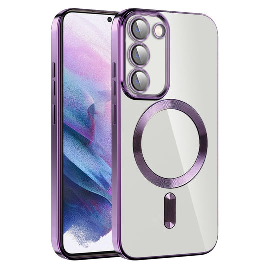 For Samsung Galaxy S21+ 5G CD Texture Plating TPU MagSafe Phone Case with Lens Film(Dark Purple) - Galaxy S21+ 5G Cases by buy2fix | Online Shopping UK | buy2fix