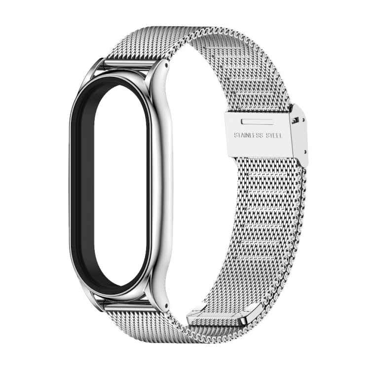 For Xiaomi Mi Band 8 Mijobs Plus Case Milan Buckle Metal Watch Band(Silver) - Watch Bands by MIJOBS | Online Shopping UK | buy2fix