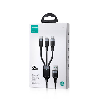 JOYROOM A18 3.5A USB to 8 Pin+USB-C/Type-C+Micro USB 3 in 1 Data Cable, Length:0.3m(Black) - Multifunction Cable by JOYROOM | Online Shopping UK | buy2fix