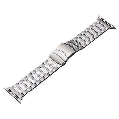 For Apple Watch Ultra 49mm Safety Buckle Titanium Steel Watch Band(Silver) - Watch Bands by buy2fix | Online Shopping UK | buy2fix