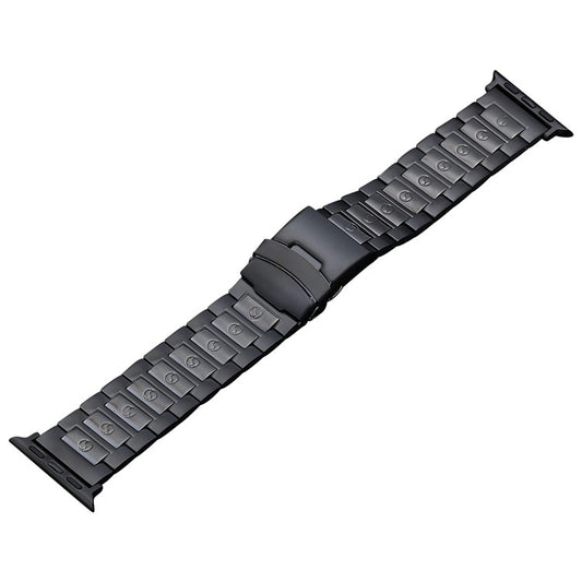 For Apple Watch SE 2023 44mm Safety Buckle Titanium Steel Watch Band(Black) - Watch Bands by buy2fix | Online Shopping UK | buy2fix