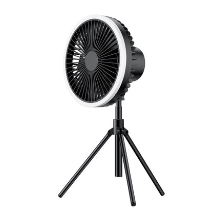 DQ216 10000mAh Outdoor Portable Liftable Swivel Head Camping Fan Tent Hanging Vertical Colorful Light with Remote Control(Black) - Electric Fans by buy2fix | Online Shopping UK | buy2fix