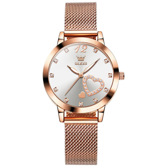 OLEVS 5189 Women Heart Shape Waterproof Quartz Watch(White) - Metal Strap Watches by OLEVS | Online Shopping UK | buy2fix