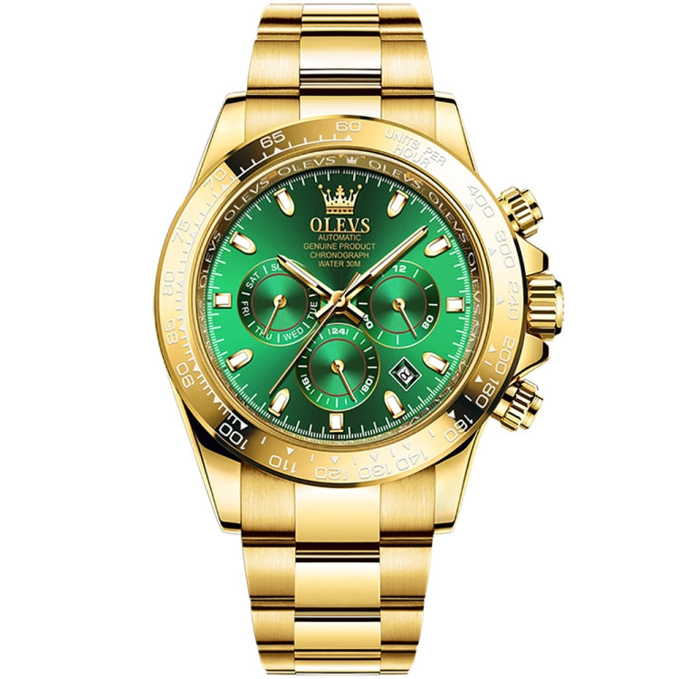 OLEVS 6638 Men Multifunctional Luminous Waterproof Mechanical Watch(Green) - Metal Strap Watches by OLEVS | Online Shopping UK | buy2fix