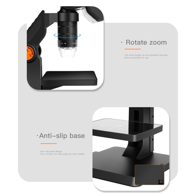 P110 50X-1000X Desktop Electronic Digital Microscope with 4.3 inch Screen - Digital Microscope by buy2fix | Online Shopping UK | buy2fix