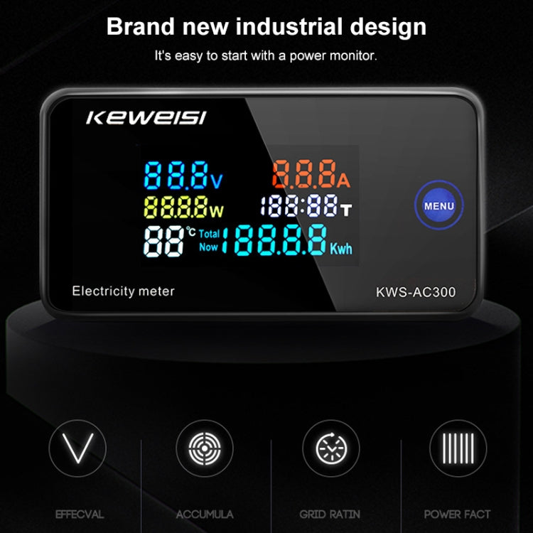 KWS-AC300-100A 50-300V AC Digital Current Voltmeter with Closed Transformer(Black) - Current & Voltage Tester by buy2fix | Online Shopping UK | buy2fix