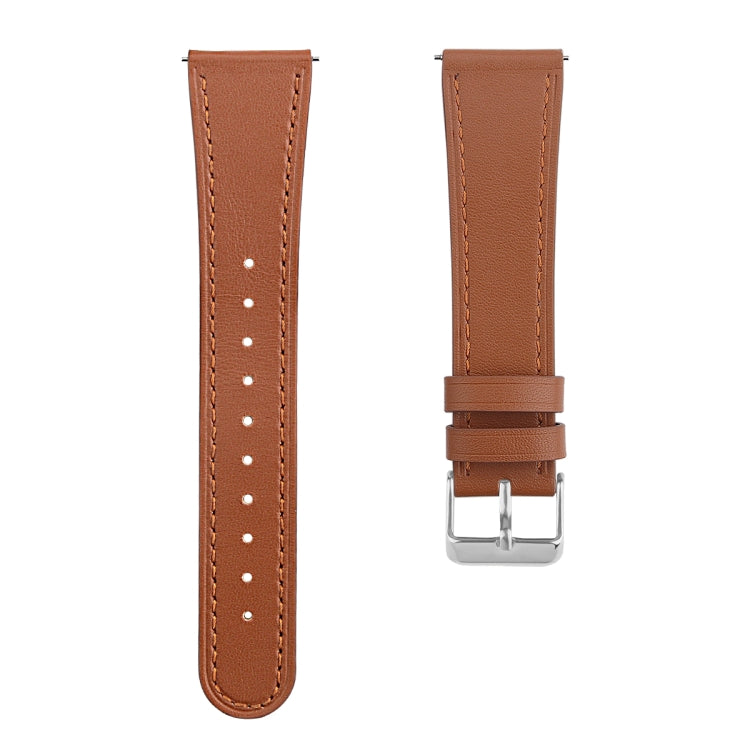 For Fitbit Versa 2 / Fitbit Versa / Fitbit Versa Lite Leather Watch Band with Round Tail Buckle(Brown) - Smart Wear by buy2fix | Online Shopping UK | buy2fix