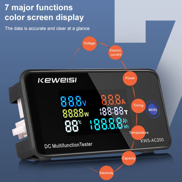 KWS-DC200-100A 8-120V DC Digital Display Voltage Current Watch with Shunt(Black) - Current & Voltage Tester by buy2fix | Online Shopping UK | buy2fix