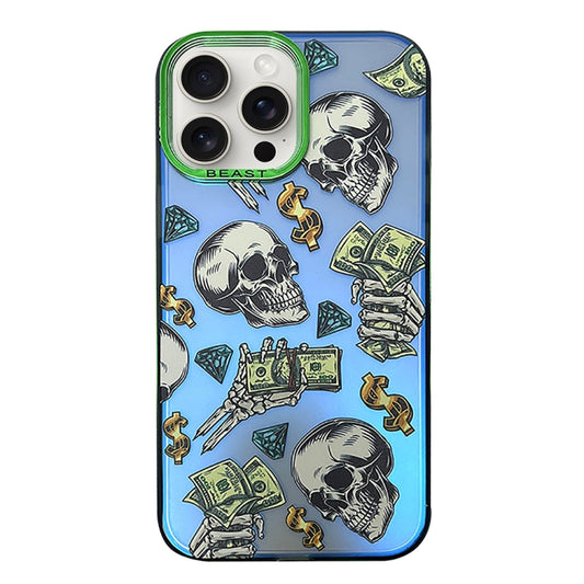 For iPhone 15 Pro Max Aurora Series Painted Pattern Phone Case(Skull) - iPhone 15 Pro Max Cases by buy2fix | Online Shopping UK | buy2fix