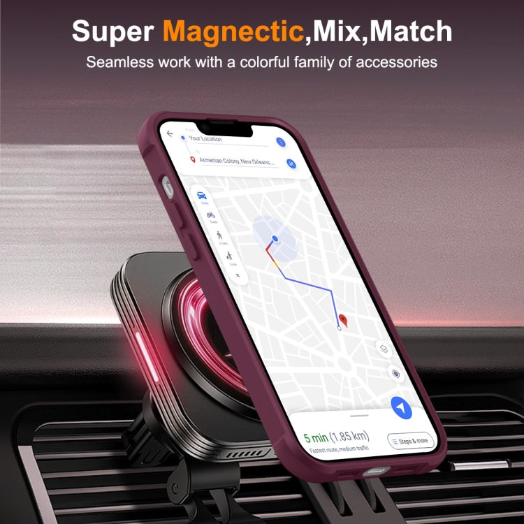 For iPhone 14 Plus MagSafe Magnetic Phone Case(Wine Red) - iPhone 14 Plus Cases by buy2fix | Online Shopping UK | buy2fix