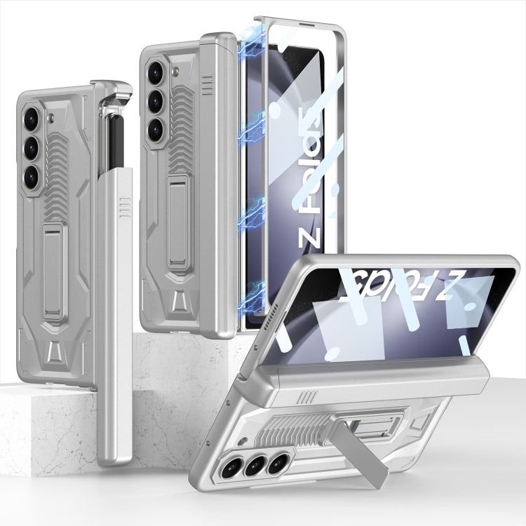 For Samsung Galaxy Z Fold5 GKK Integrated Folding Battle Shell PC Phone Case with Pen Box(Silver) - Galaxy Z Fold5 Cases by GKK | Online Shopping UK | buy2fix