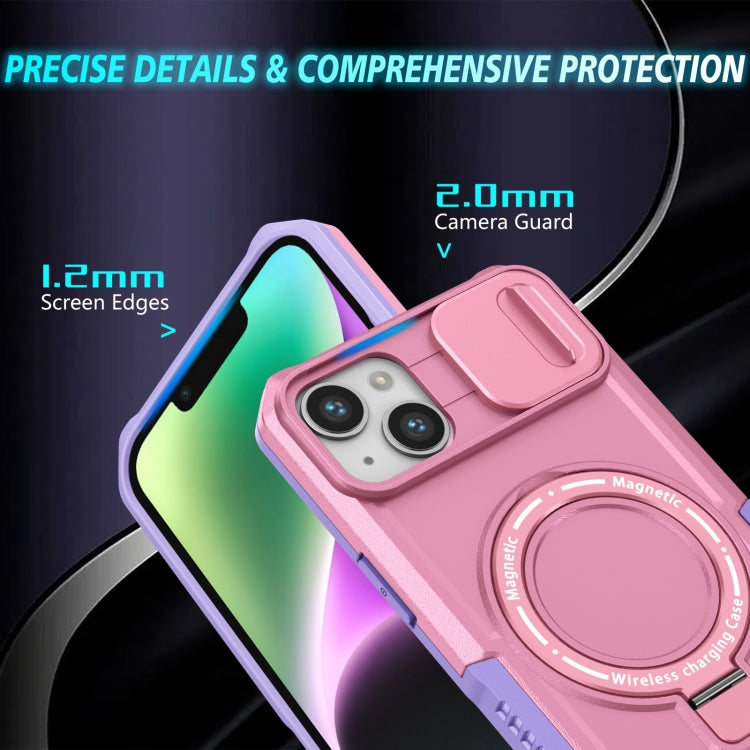 For iPhone 14 Plus Sliding Camshield Magsafe Holder TPU Hybrid PC Phone Case(Purple Pink) - iPhone 14 Plus Cases by buy2fix | Online Shopping UK | buy2fix