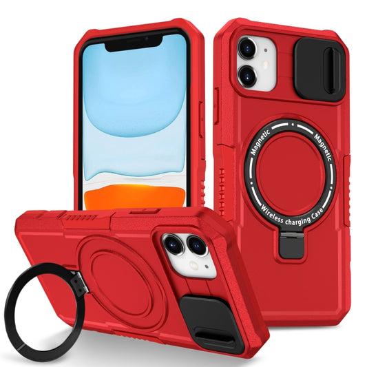 For iPhone 12 Sliding Camshield Magsafe Holder TPU Hybrid PC Phone Case(Red) - iPhone 12 / 12 Pro Cases by buy2fix | Online Shopping UK | buy2fix
