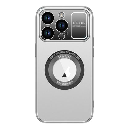 For iPhone 15 Pro Max Large Window MagSafe Skin Feel PC Phone Case(Silver Gray) - iPhone 15 Pro Max Cases by buy2fix | Online Shopping UK | buy2fix