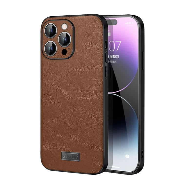 For iPhone 15 Pro Max SULADA Shockproof TPU + Handmade Leather Phone Case(Brown) - iPhone 15 Pro Max Cases by SULADA | Online Shopping UK | buy2fix