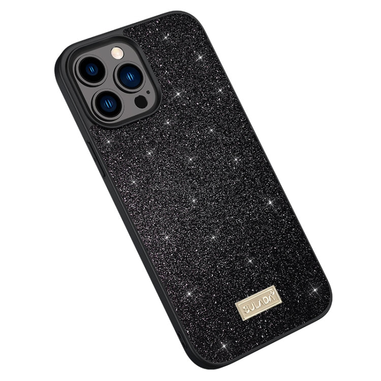 For iPhone 15 Pro Max SULADA Glittery PC + TPU + Handmade Leather Phone Case(Black) - iPhone 15 Pro Max Cases by SULADA | Online Shopping UK | buy2fix